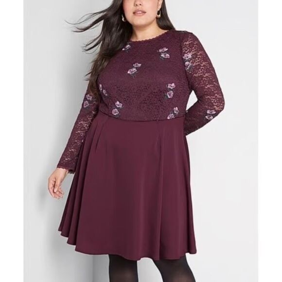 Modcloth Ready to Bloom Lace Floral Embroidered Long Sleeve Dress Size 22 NWT - Picture 1 of 9